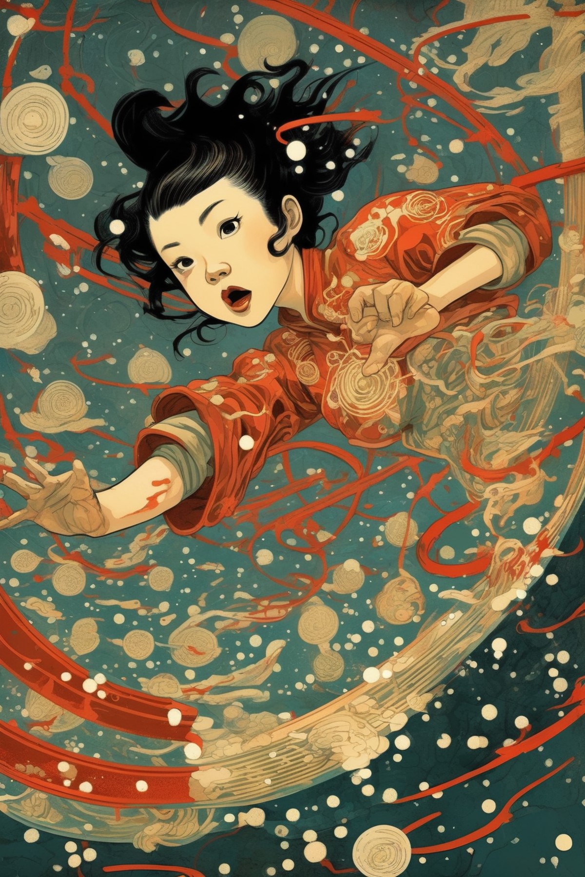 <lora:Victo Ngai Style:1>Victo Ngai Style - escape artists never die in vector style of dave arcade yuko shimizu james jea...